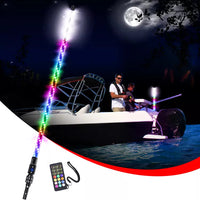 4 Foot LED Boat Stern Whip White & Dancing Color with Remote